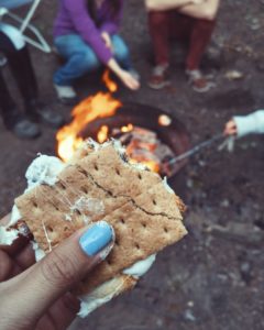 Smores around a campfire